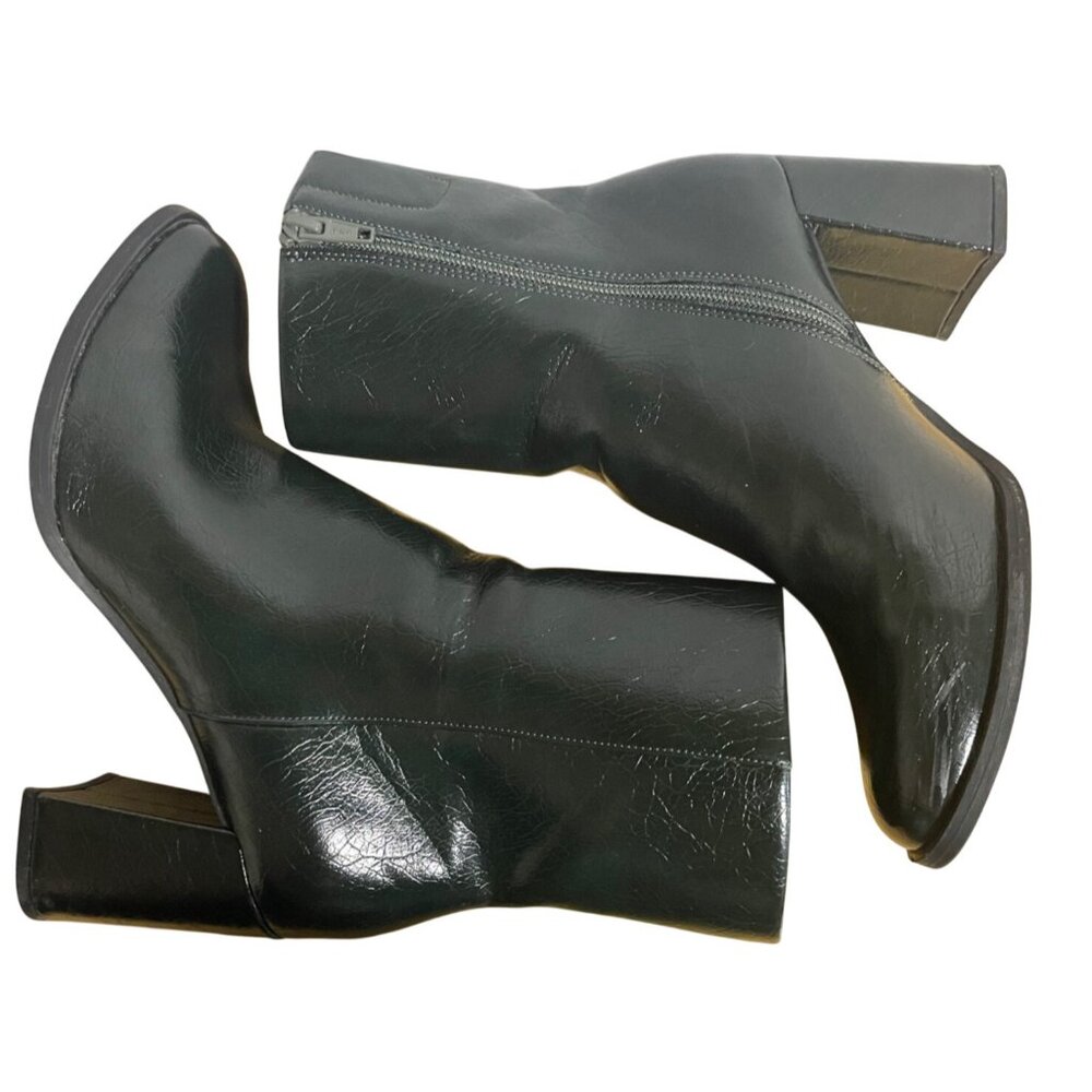 A New Day Womens Green Faux Leather Block Heel Ankle Boots Size 8 - Picture 4 of 9
